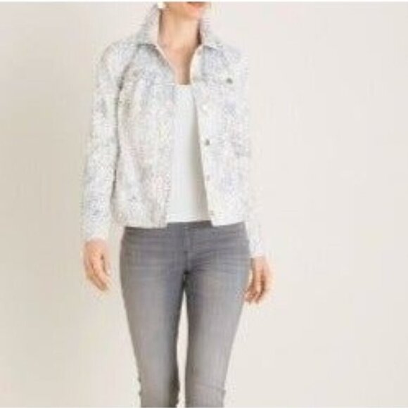 NWOT Chico's Python-Print Satin Denim Jacket - Size 8 - Picture 2 of 4